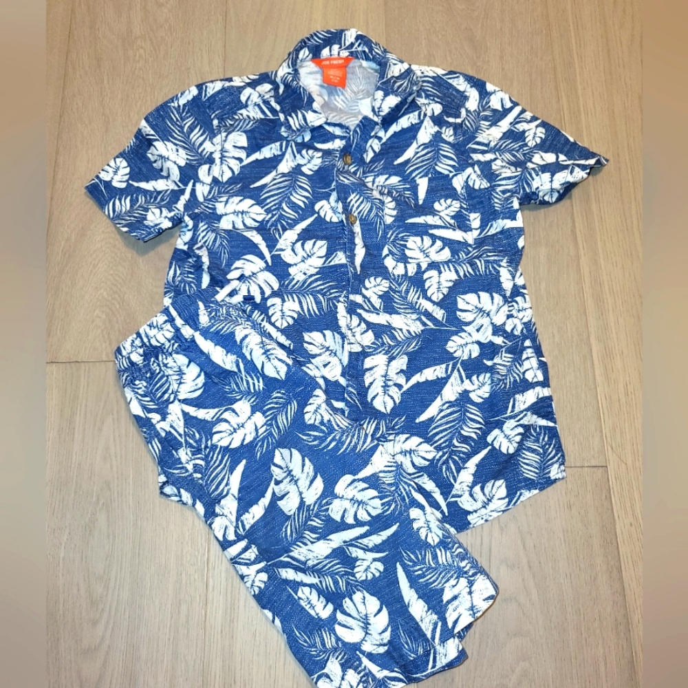 Joe Fresh tropical print summer matching Coord set shirt and shorts size 7  - 8